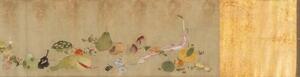 　伊藤若冲の絵巻物「果蔬図巻」の一部（福田美術館提供）