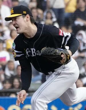 ロッテ戦に先発し、6回1失点で14勝目を挙げたソフトバンク・有原=ZOZOマリン