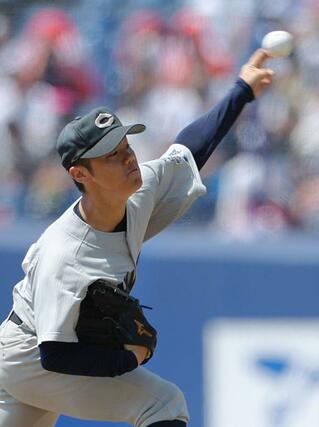 中越－新潟産大付　中越２番手の遠藤快斗＝エコスタ