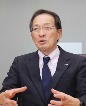 　インタビューに応じるＮＴＴドコモビジネスの小島克重社長