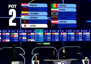 サッカーW杯北中米3カ国大会の組み合わせ抽選で、F組に決まった日本=5日、米ワシントン(共同)