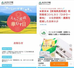 JAえちご中越のオンラインショップ「えちご産直華むす日」