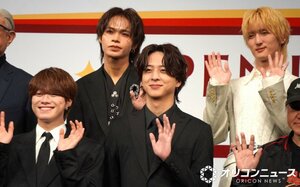 『EX THEATER ARIAKE』オープンニングラインナップ発表に登壇した（前列左から）大橋和也、寺西拓人（後列左から）上田竜也、川島如恵留 （C）ORICON NewS inc.
