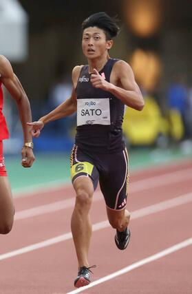 男子400メートル決勝 優勝した佐藤挙太郎(富士通)=ビッグスワン