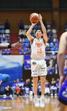 岡山－新潟　シュートを打つ濱田貴流馬＝岡山県津山市（新潟アルビレックスＢＢ提供）