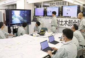 豪雨災害に備えた情報伝達訓練=長岡市大手通2