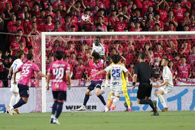 Ｃ大阪－新潟　相手の攻撃を跳ね返す新潟の選手＝ヨドコウ