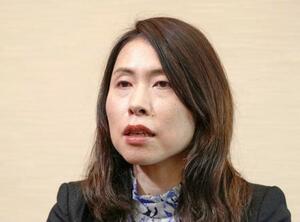 　インタビューに答える三牧聖子・同志社大大学院教授