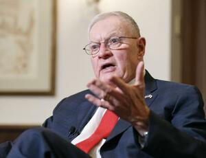 　共同通信のインタビューに応じる米国のキース・ケロッグ元ウクライナ担当特使