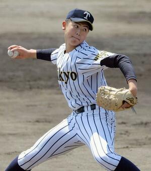加茂暁星-帝京長岡 8回を無失点で抑えた帝京長岡の武田晄樹=柏崎市佐藤池(上越支社・大渕一洋)