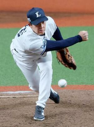 中日戦に先発し、7回途中1失点で2勝目を挙げた西武・与座=ベルーナドーム