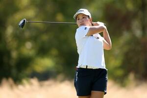 　ＣＭＥツアー選手権第１ラウンド、畑岡奈紗の３番ティーショット＝２０日、フロリダ州ネープルズ（ゲッティ＝共同）
