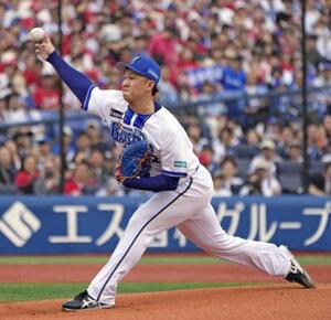 広島戦に先発し、6回5失点で今季初勝利を挙げたDeNA・竹田=5月4日、横浜