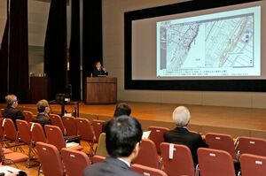 河川堤防近くの液状化をテーマにした河川防災フォーラム=新潟市中央区東万代町