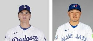 　大谷翔平（左）、岡本和真（ゲッティ＝共同）