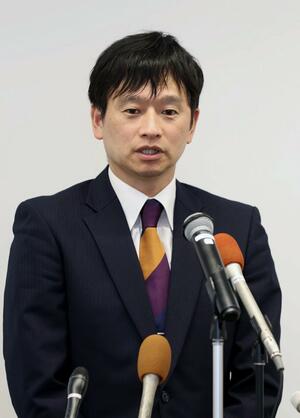 10月の上越市長選挙に出馬を表明した上越市の中川幹太市長=6月18日、上越市