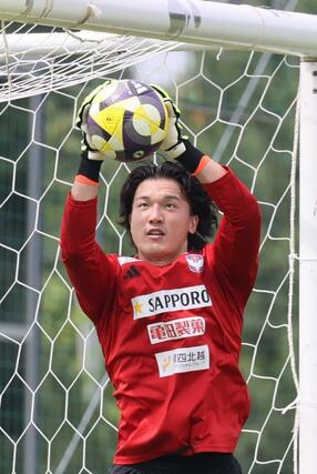 京都戦に向けて調整するGK藤田和輝=聖籠町