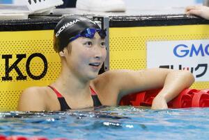 女子50メートルバタフライ決勝のレースを終えた池江璃花子=東京アクアティクスセンター