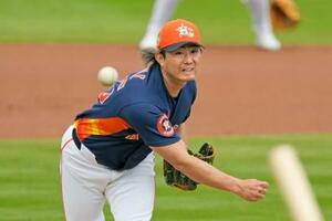 メッツ戦に先発で初登板したアストロズ・今井。1回を1安打無失点だった=ウェストパームビーチ(共同)
