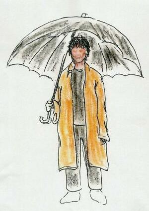 事件現場近くにいた不審な男の似顔絵。2021年に公開(警視庁提供)