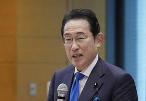 　自民党議員有志らによるＯＥＣＤ議連の会長に就任し、設立総会であいさつする岸田文雄元首相＝２０２６年４月２１日、国会