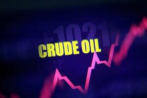 　英語で「原油」の文字とグラフ（ロイター＝共同）