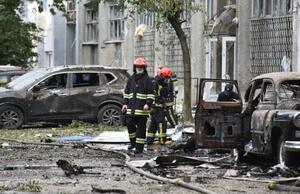 ロシアの無人機攻撃を受けたウクライナ西部リビウ=12日(ゲッティ=共同)