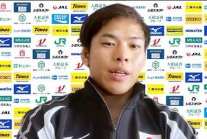 　オンラインで取材に応じる柔道男子の永山竜樹＝２９日