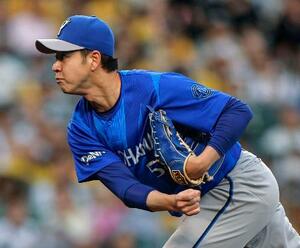 　６回途中１失点で２勝目を挙げたＤｅＮＡ・平良＝甲子園