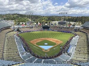 　米大リーグ、ドジャースの本拠地ドジャースタジアム＝２０２４年５月、ロサンゼルス（共同）