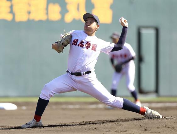 関根学園－開志学園　開志学園の先発緑川悠斗投手＝三条市パールスタ