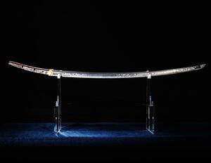 第100回謙信公祭を記念し上越市で特別展示される山鳥毛(岡山県瀬戸内市提供)