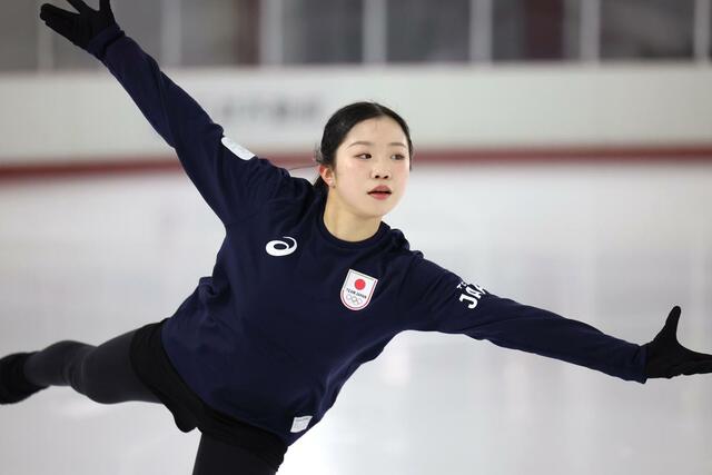 練習を公開した中井亜美＝千葉県船橋市