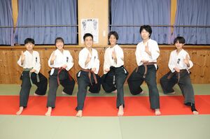 全国大会の展開競技で優勝した練武館の中学生チーム=新潟市北区木崎