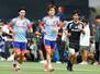 　ブラジル戦に向け調整する久保（中央）ら＝ナッシュビル近郊（共同）