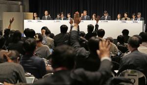 フジテレビで行われた第三者委員会の記者会見=3月31日、東京都港区