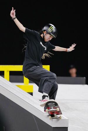 女子決勝 2位に入った赤間凛音=有明アリーナ