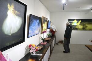 地元写真家の内山アキラさんの作品などが展示されているアートギャラリー大和101=村上市瀬波温泉2