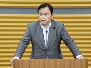 　赤羽一嘉氏＝昨年１０月、東京都新宿区の公明党本部