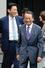 　「国力研究会」の初会合を終え、引き揚げる自民党の麻生副総裁。左は小林政調会長＝２１日午後、国会