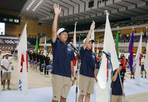 全国高校総合体育大会の開会式での選手宣誓＝２０２３年７月、北海きたえーる