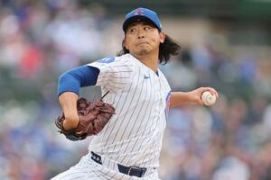 　レッズ戦に先発し、６回１失点、１０奪三振の好投で４勝目を挙げたカブス・今永＝シカゴ（ゲッティ＝共同）