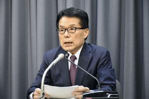 記者会見する分科会の増田寛也会長代理＝２３日午後、東京都千代田区