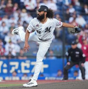 　楽天戦に先発したロッテのジャクソン＝ＺＯＺＯマリン