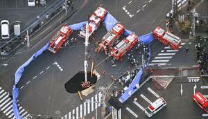1月に起きた埼玉県八潮市の道路陥没事故現場