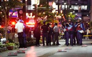 男が暴れ複数人が負傷した水戸市南町の事件現場=28日午後7時15分