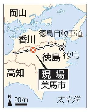 　徳島県美馬市の現場、徳島自動車道