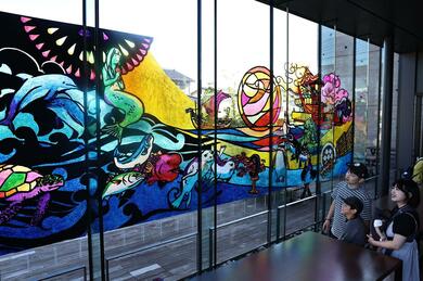 江上越 どんぐりプロジェクト アート作品 京急百貨店上大岡店のクリスマスビジュアルを描かせていただき