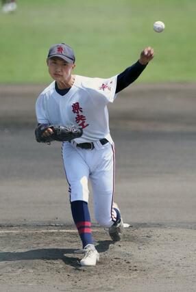 新潟産大付－新潟県央工　先発し６回２／３を投げた県央工の廣田陽心＝長岡市悠久山球場