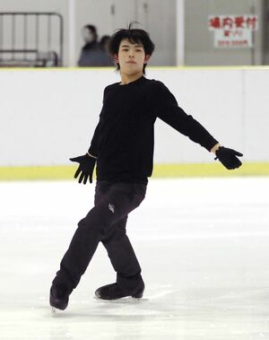 慣れ親しんできたリンクで滑る武田結仁=MGC三菱ガス化学アイスアリーナ